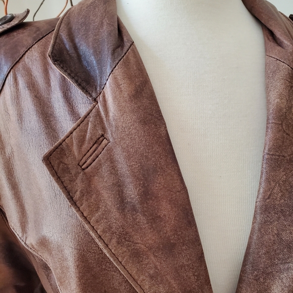 Amazing Leather Trench Coat/Duster Split End LTD sz M $580 - Picture 3 of 10